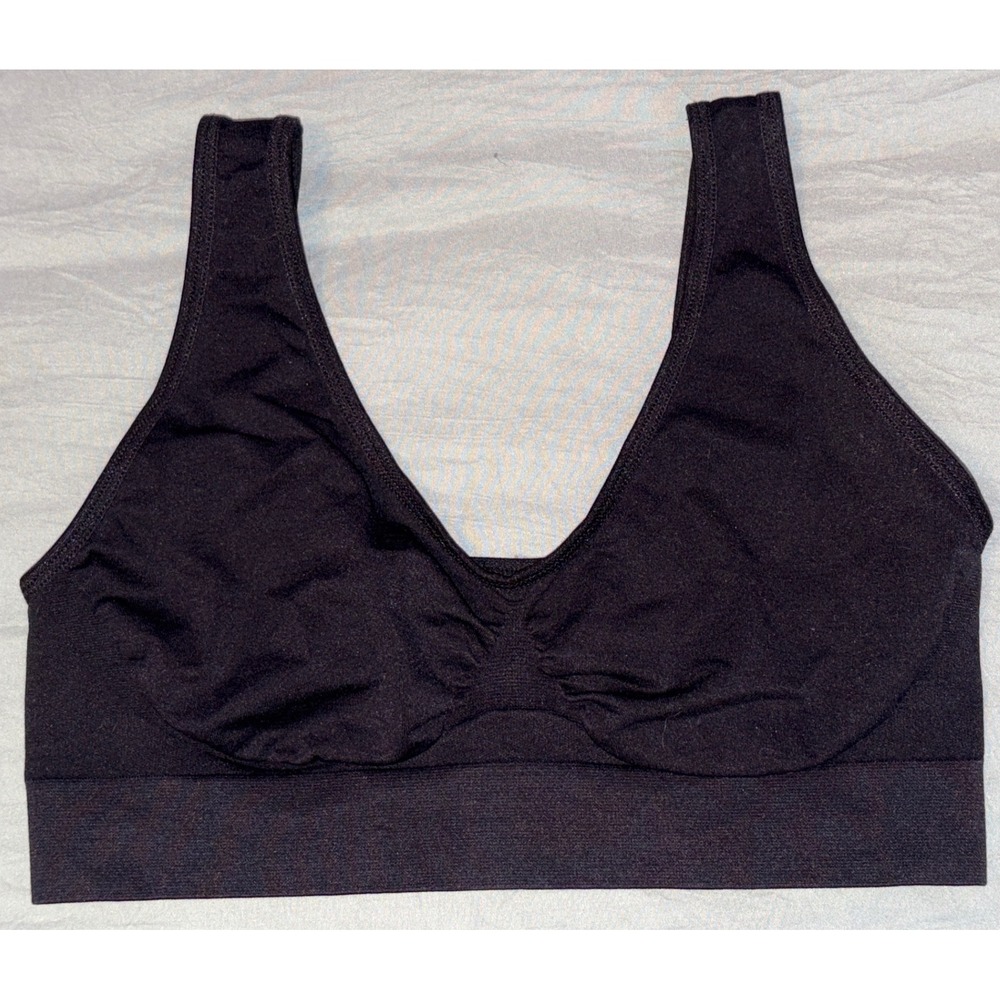 Rhonda Shear‎ Ahh Bra Womens Black Seamless Wireless Comfort Lounge Bra XL/TG